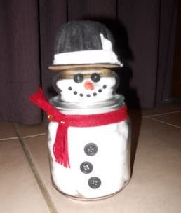 Completed candle jar snowman