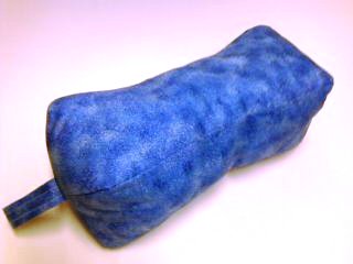 Completed blue peanut pillow