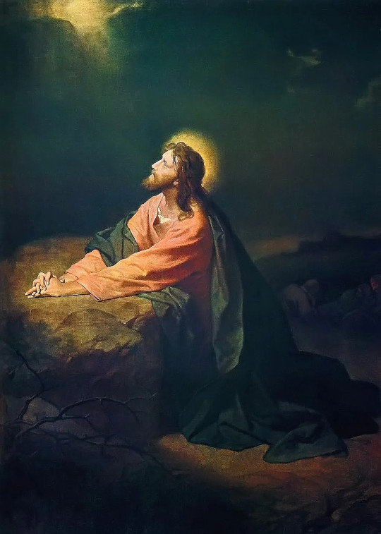 Christ kneeling in prayer in Gethsemane