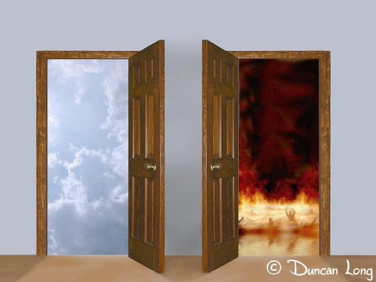 Doors opening to Heaven and hell