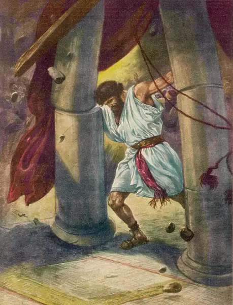 Samson bringing down the house over the Philistines and himself