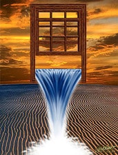 Water pouring from window in Heaven